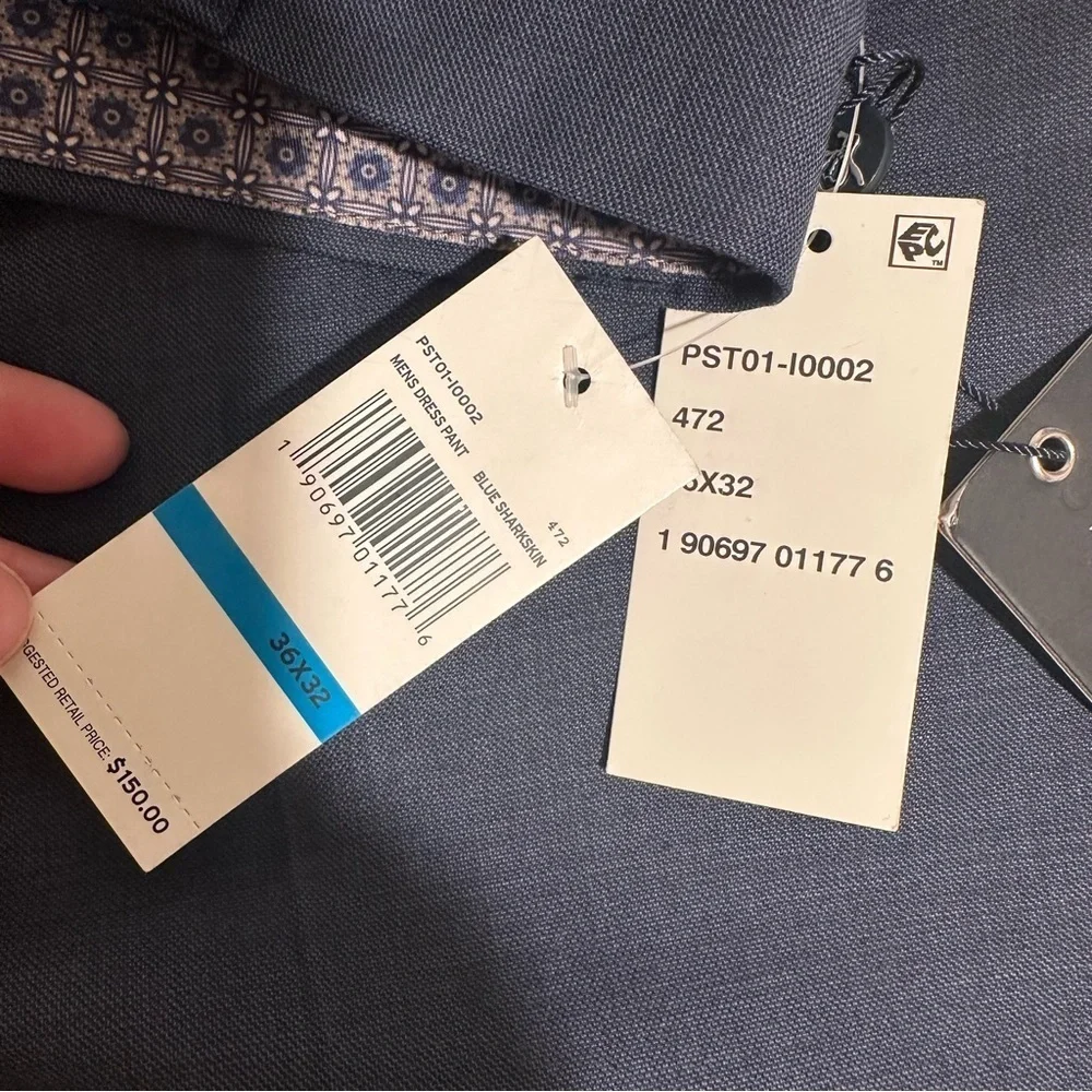 NWT Original Penguin Men’s Dress Pants Blue Shark Wool Slim Fit Stretch 36x32